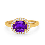 Art Deco Vintage Style Halo Engagement Ring Oval Round Cubic Zirconia 925 Sterling Silver