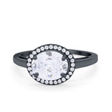 Art Deco Vintage Style Halo Engagement Ring Oval Round Cubic Zirconia 925 Sterling Silver