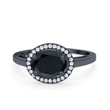 Art Deco Vintage Style Halo Engagement Ring Oval Round Cubic Zirconia 925 Sterling Silver