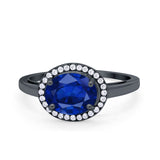 Art Deco Vintage Style Halo Engagement Ring Oval Round Cubic Zirconia 925 Sterling Silver