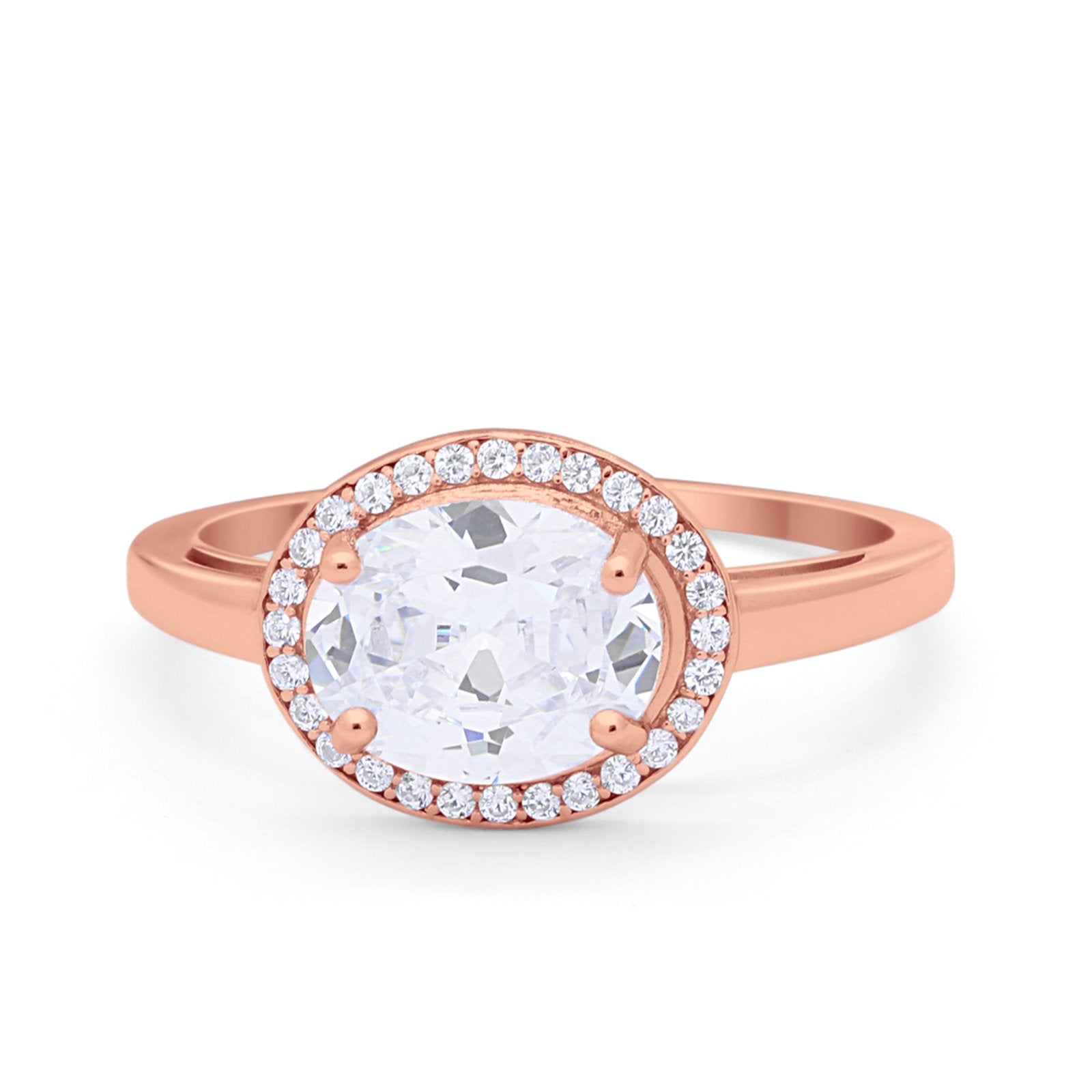 Art Deco Vintage Style Halo Engagement Ring Oval Round Cubic Zirconia 925 Sterling Silver