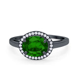 Art Deco Vintage Style Halo Engagement Ring Oval Round Cubic Zirconia 925 Sterling Silver