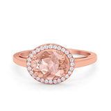 Art Deco Vintage Style Halo Engagement Ring Oval Round Cubic Zirconia 925 Sterling Silver