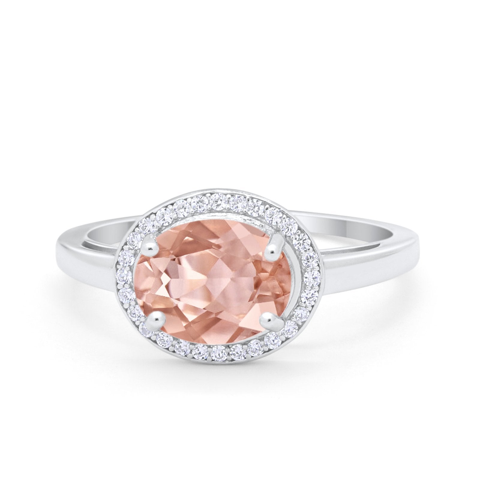 Art Deco Vintage Style Halo Engagement Ring Oval Round Cubic Zirconia 925 Sterling Silver