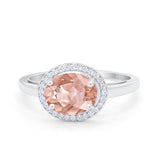 Art Deco Vintage Style Halo Engagement Ring Oval Round Cubic Zirconia 925 Sterling Silver