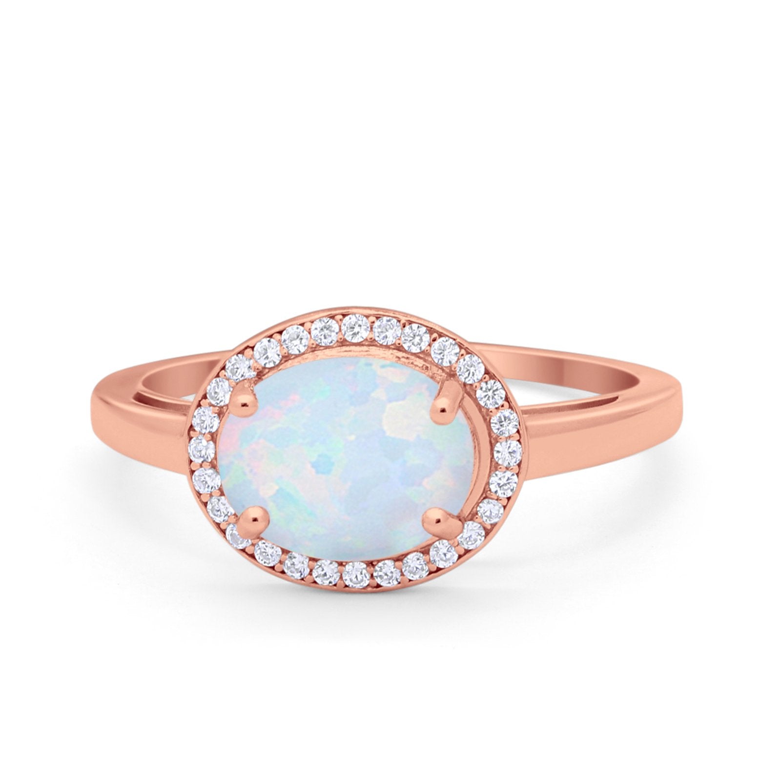 Art Deco Vintage Style Halo Engagement Ring Oval Round Cubic Zirconia 925 Sterling Silver