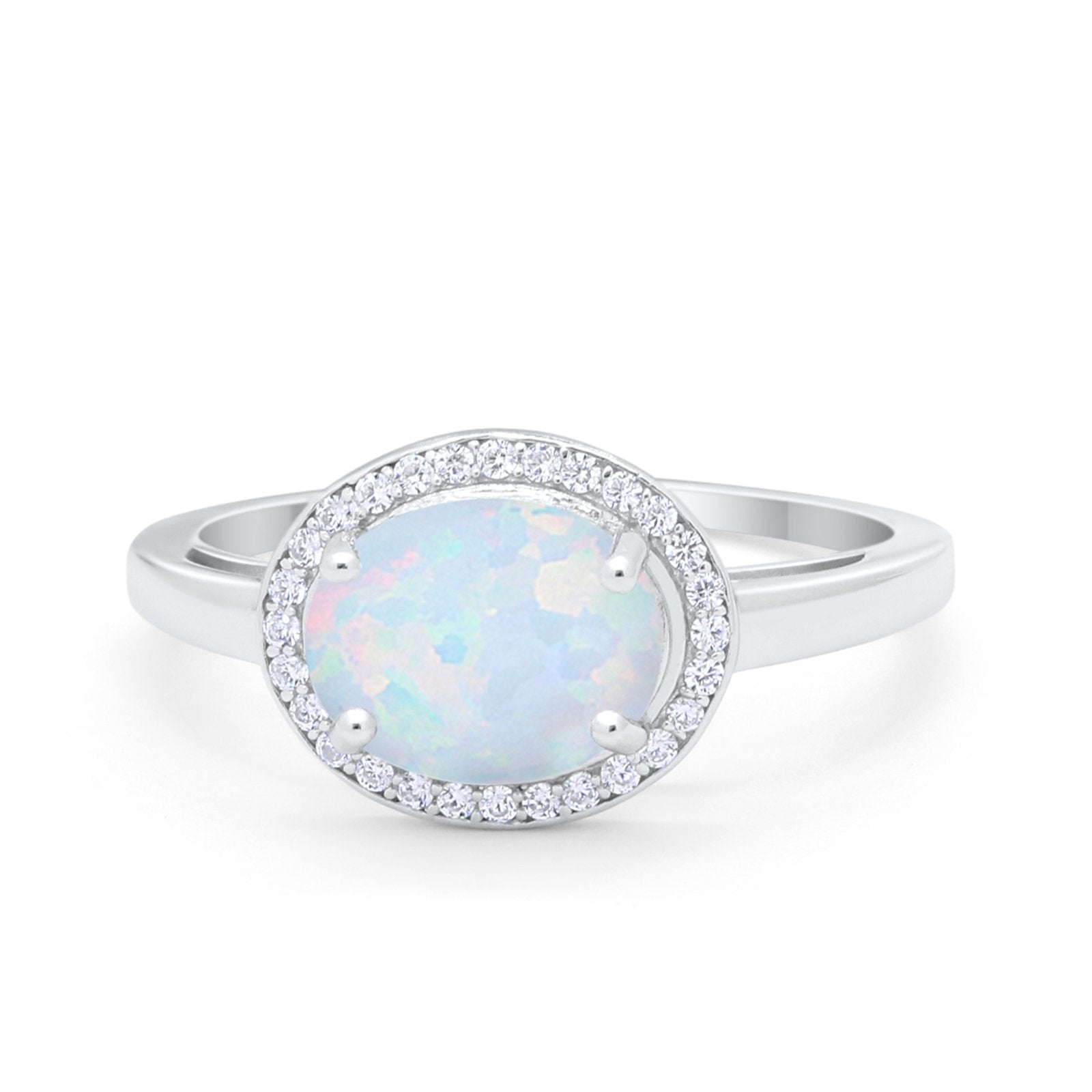 Art Deco Vintage Style Halo Engagement Ring Oval Round Cubic Zirconia 925 Sterling Silver