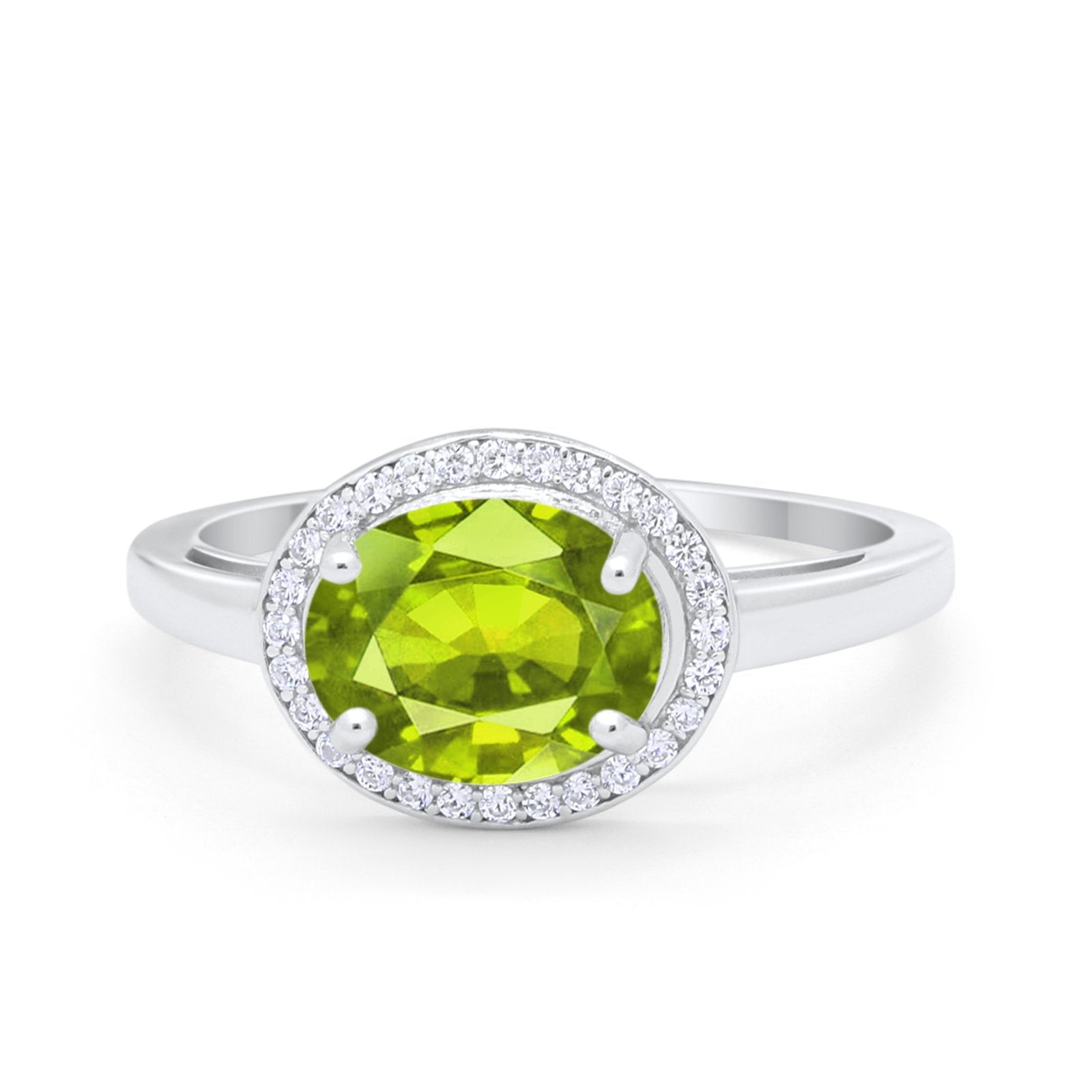 Art Deco Vintage Style Halo Engagement Ring Oval Round Cubic Zirconia 925 Sterling Silver