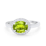 Art Deco Vintage Style Halo Engagement Ring Oval Round Cubic Zirconia 925 Sterling Silver