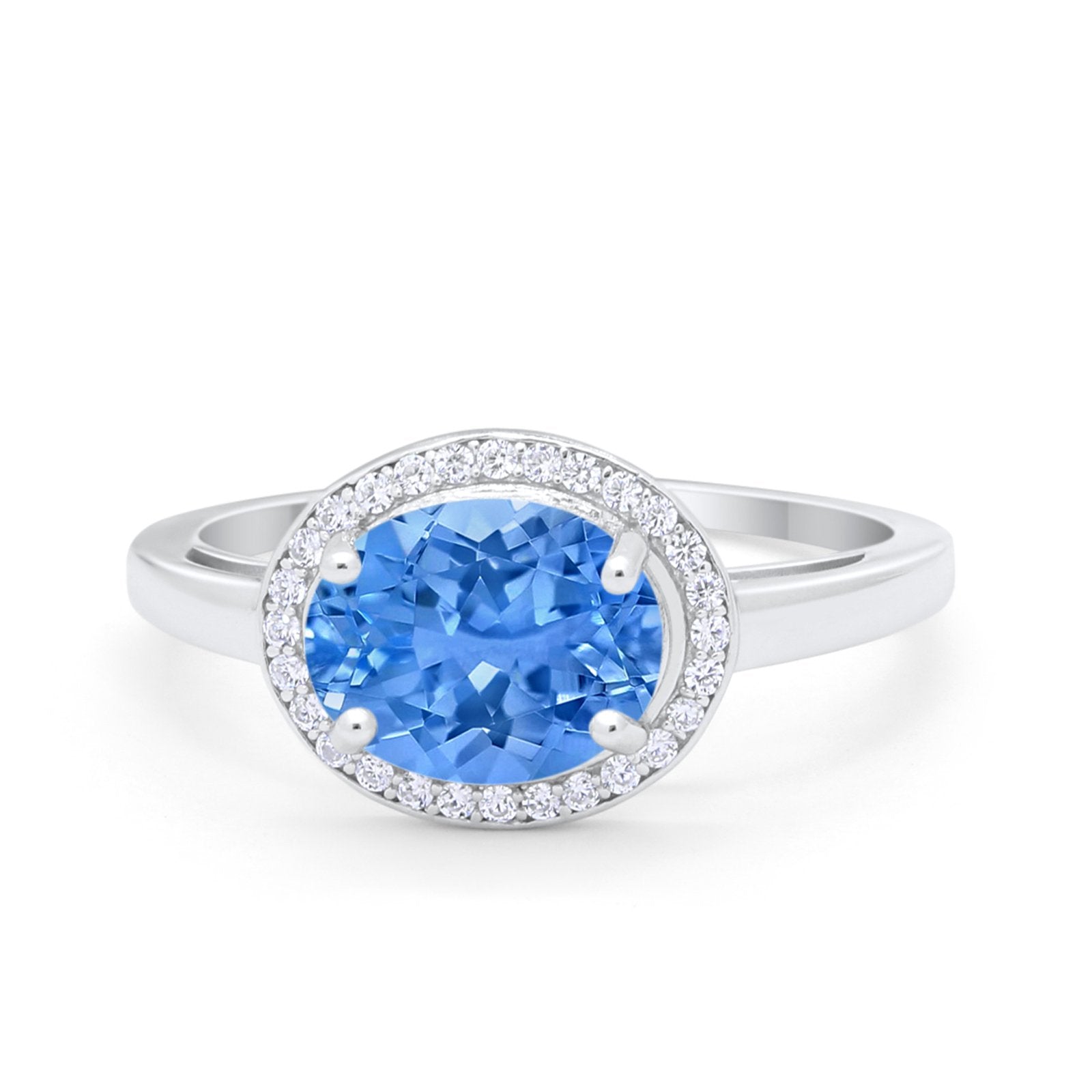 Art Deco Vintage Style Halo Engagement Ring Oval Round Cubic Zirconia 925 Sterling Silver