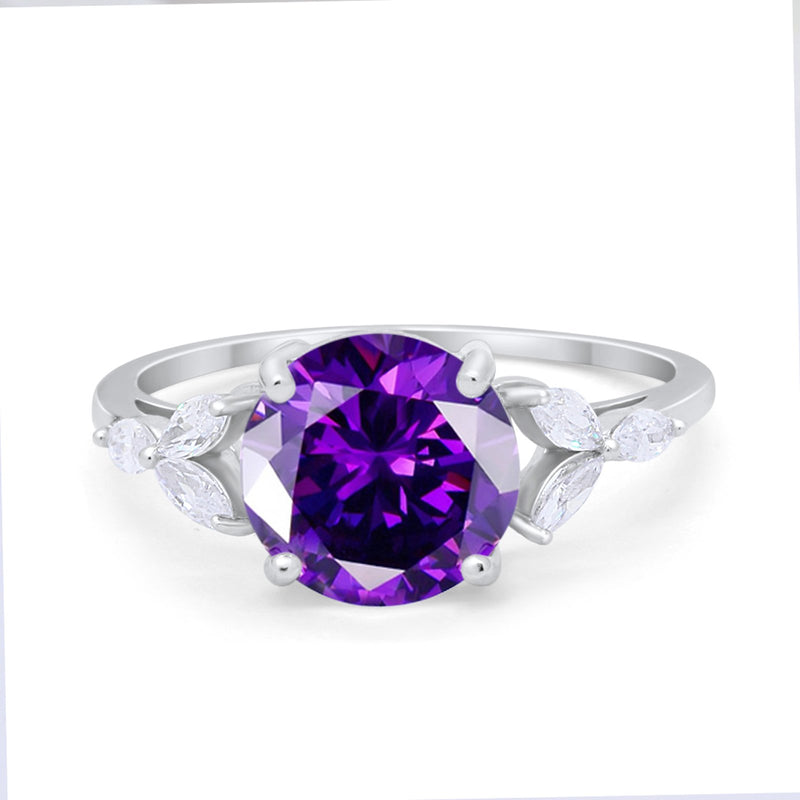 Large Stone Cocktail Art Deco Engagement Ring Round Cubic Zirconia 925 Sterling Silver