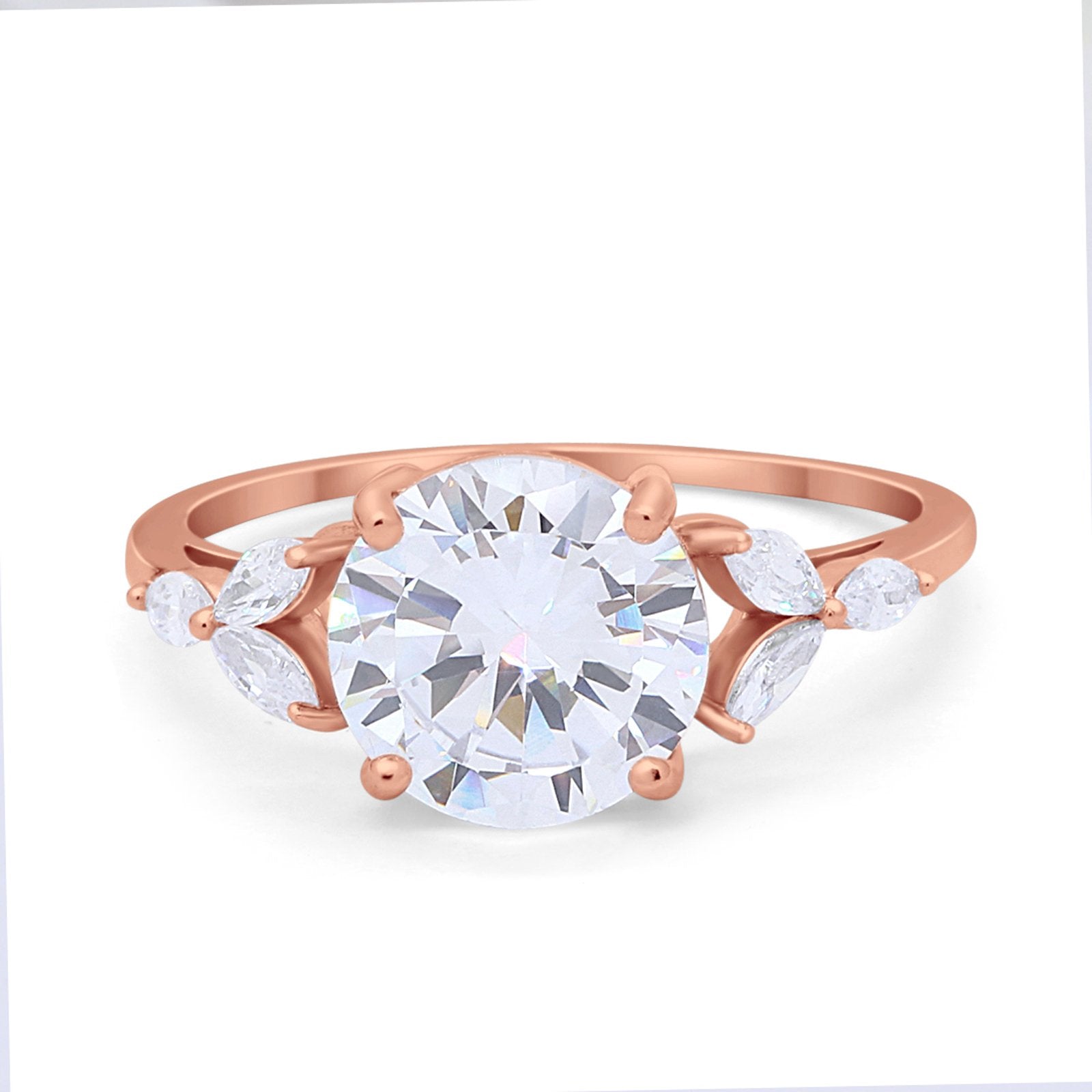 Large Stone Cocktail Art Deco Engagement Ring Round Cubic Zirconia 925 Sterling Silver