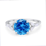 Large Stone Cocktail Art Deco Engagement Ring Round Cubic Zirconia 925 Sterling Silver