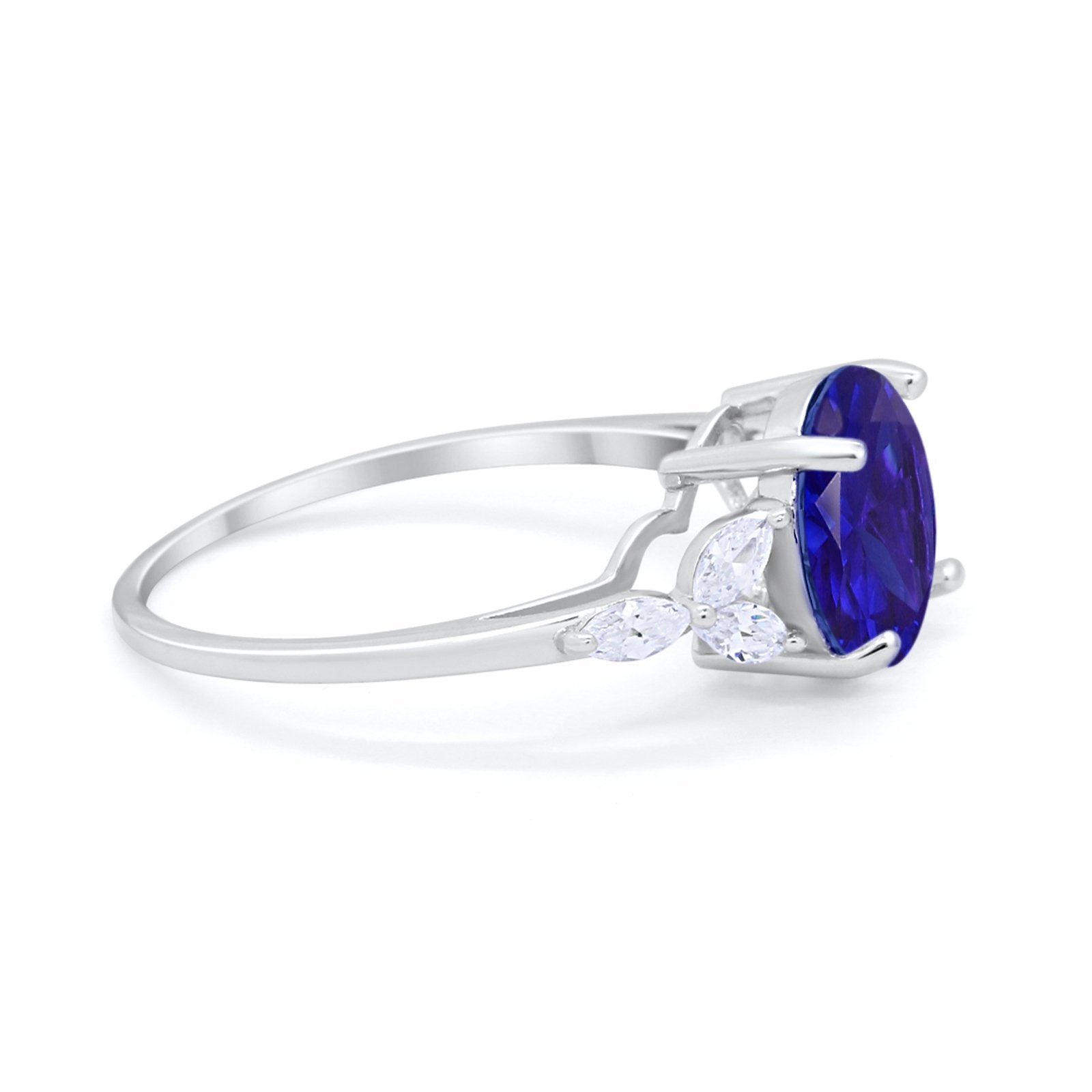 Large Stone Cocktail Art Deco Engagement Ring Round Cubic Zirconia 925 Sterling Silver