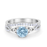 Celtic Wedding Ring Band Simulated Cubic Zirconia 925 Sterling Silver