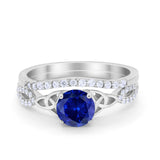 Celtic Wedding Ring Band Simulated Cubic Zirconia 925 Sterling Silver