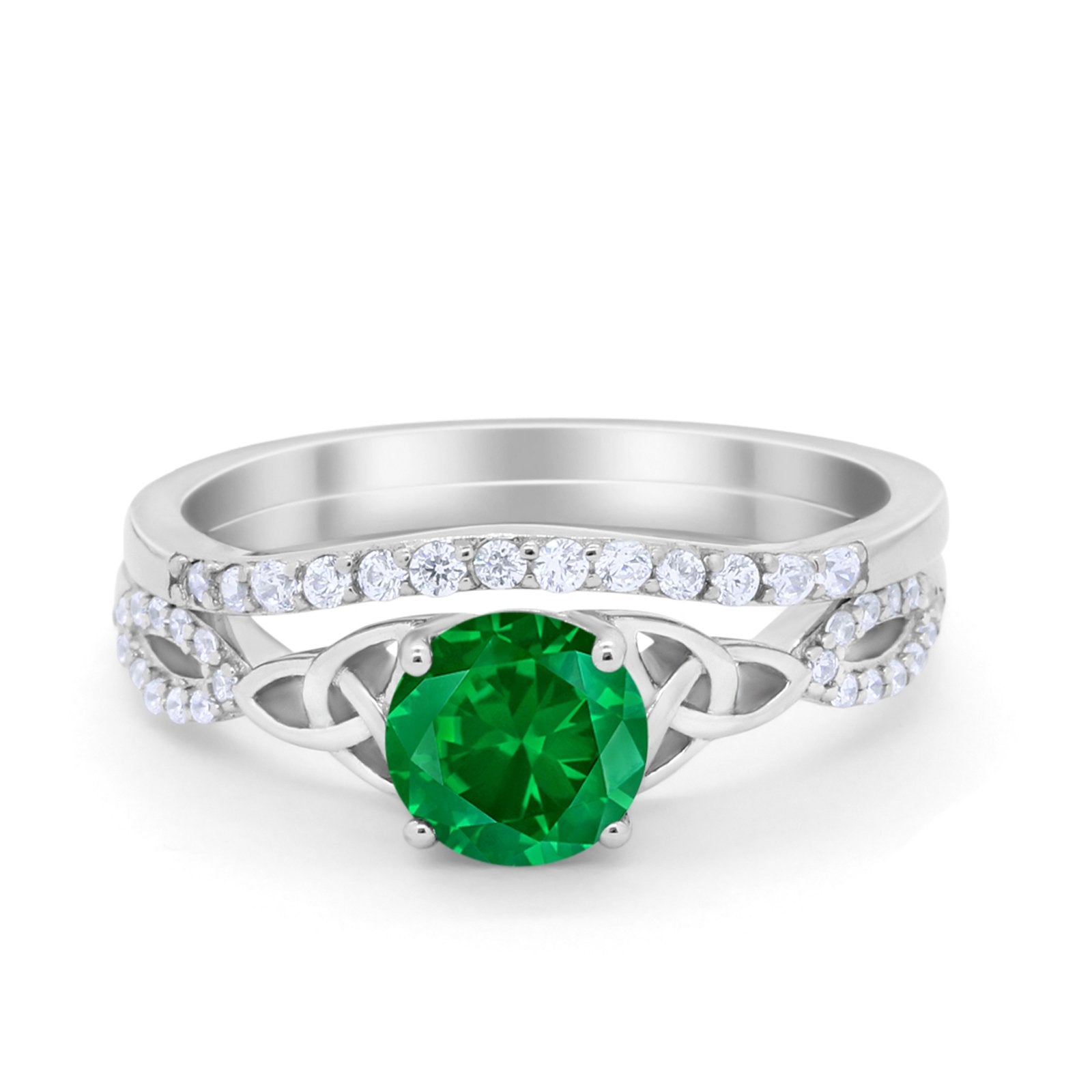 Celtic Wedding Ring Band Simulated Cubic Zirconia 925 Sterling Silver