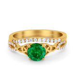 Celtic Wedding Ring Band Simulated Cubic Zirconia 925 Sterling Silver