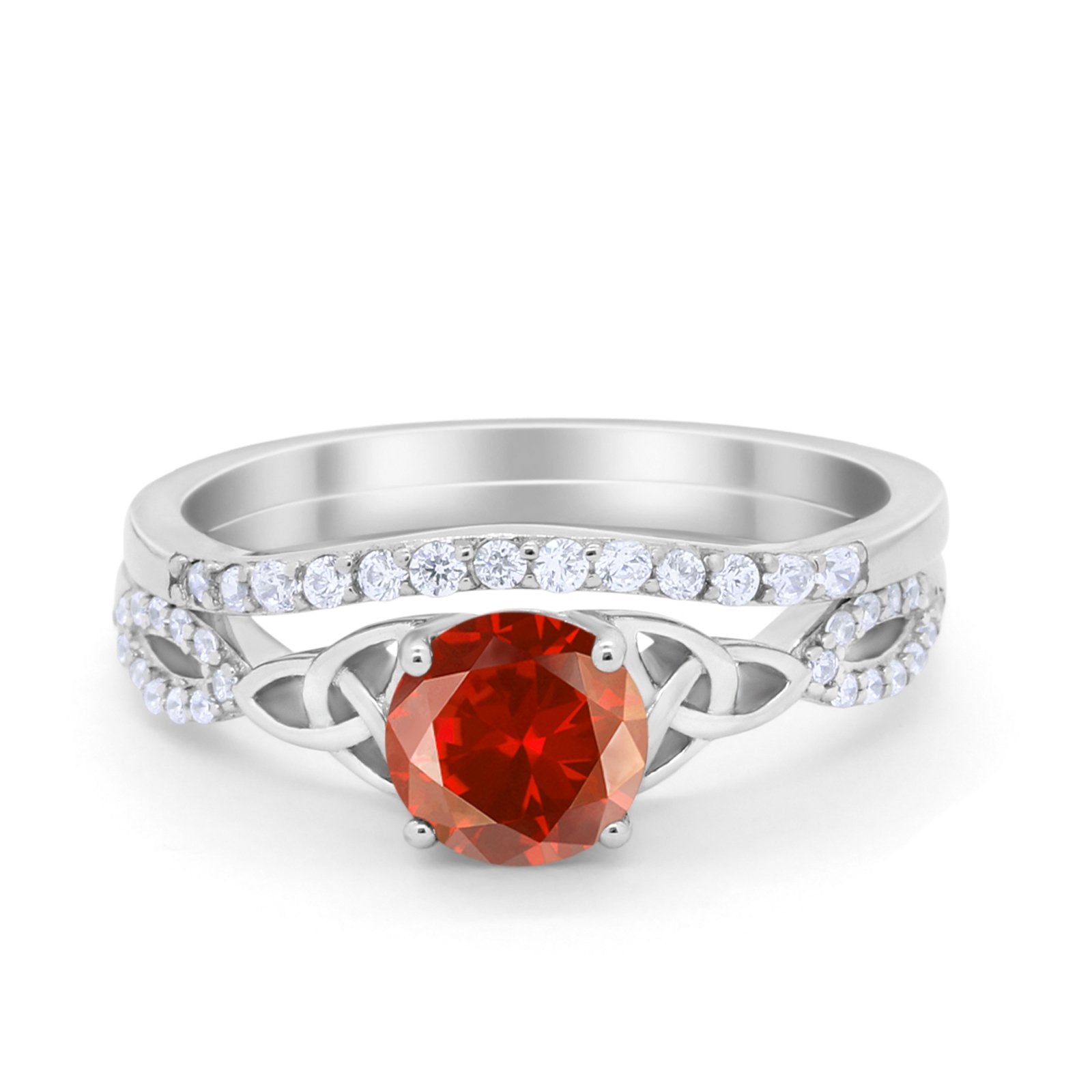 Celtic Wedding Ring Band Simulated Cubic Zirconia 925 Sterling Silver