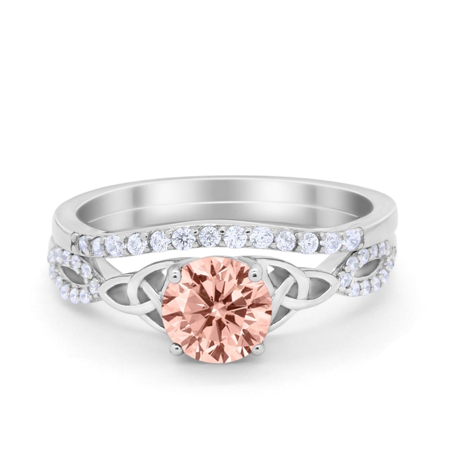 Celtic Wedding Ring Band Simulated Cubic Zirconia 925 Sterling Silver