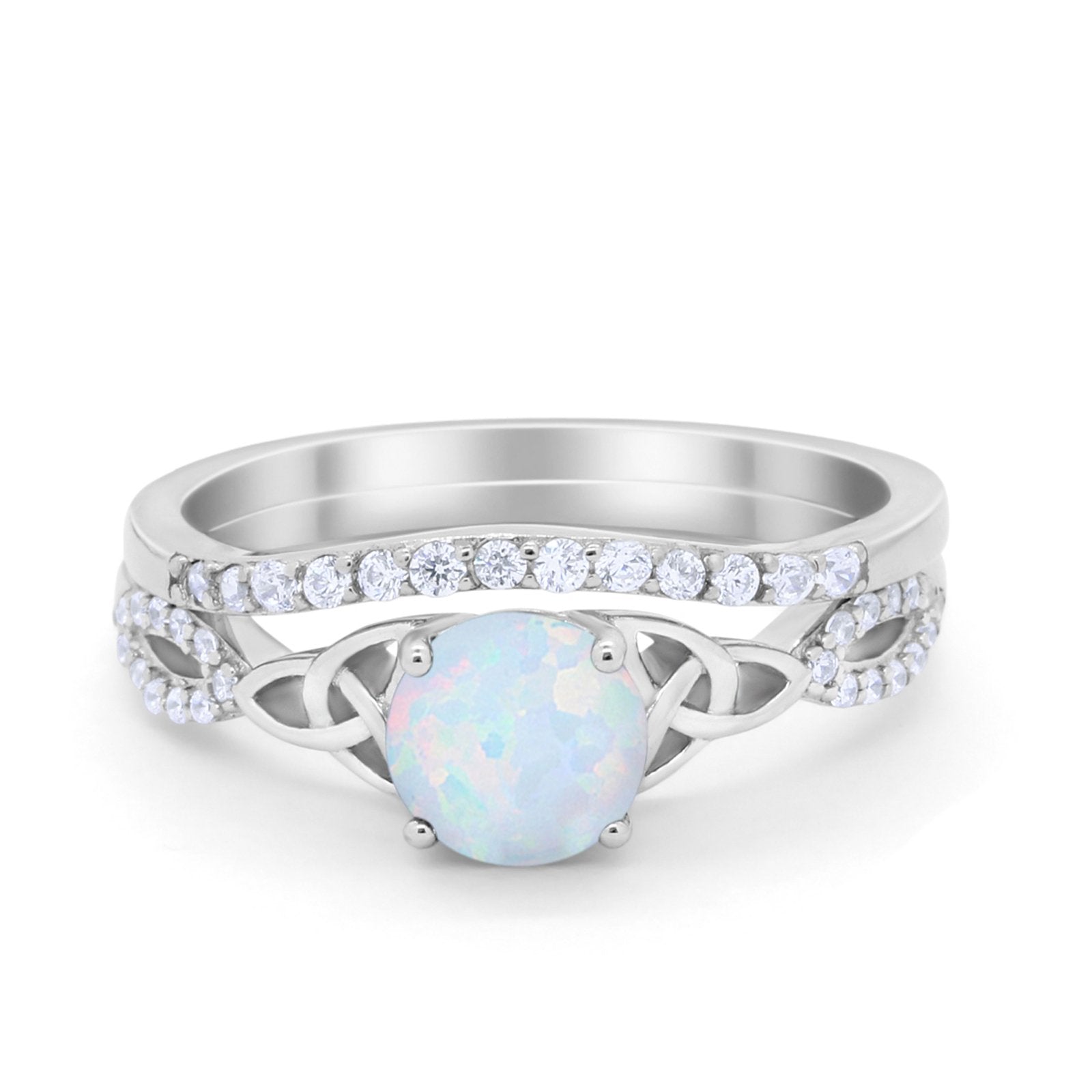 Celtic Wedding Ring Band Simulated Cubic Zirconia 925 Sterling Silver