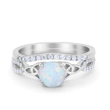 Celtic Wedding Ring Band Simulated Cubic Zirconia 925 Sterling Silver