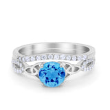 Celtic Wedding Ring Band Simulated Cubic Zirconia 925 Sterling Silver