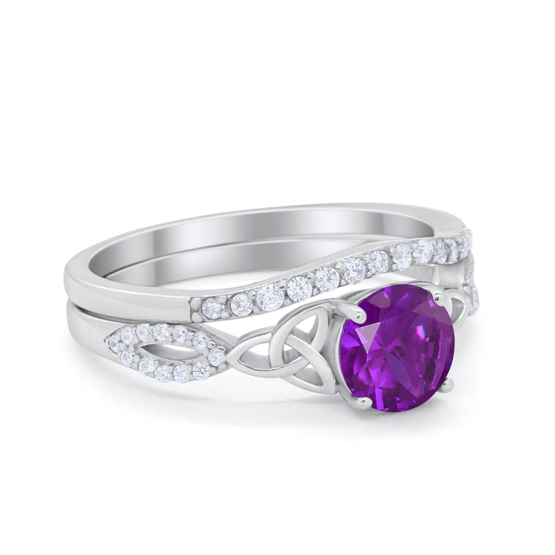 Celtic Wedding Ring Band Simulated Cubic Zirconia 925 Sterling Silver