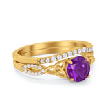 Celtic Wedding Ring Band Simulated Cubic Zirconia 925 Sterling Silver