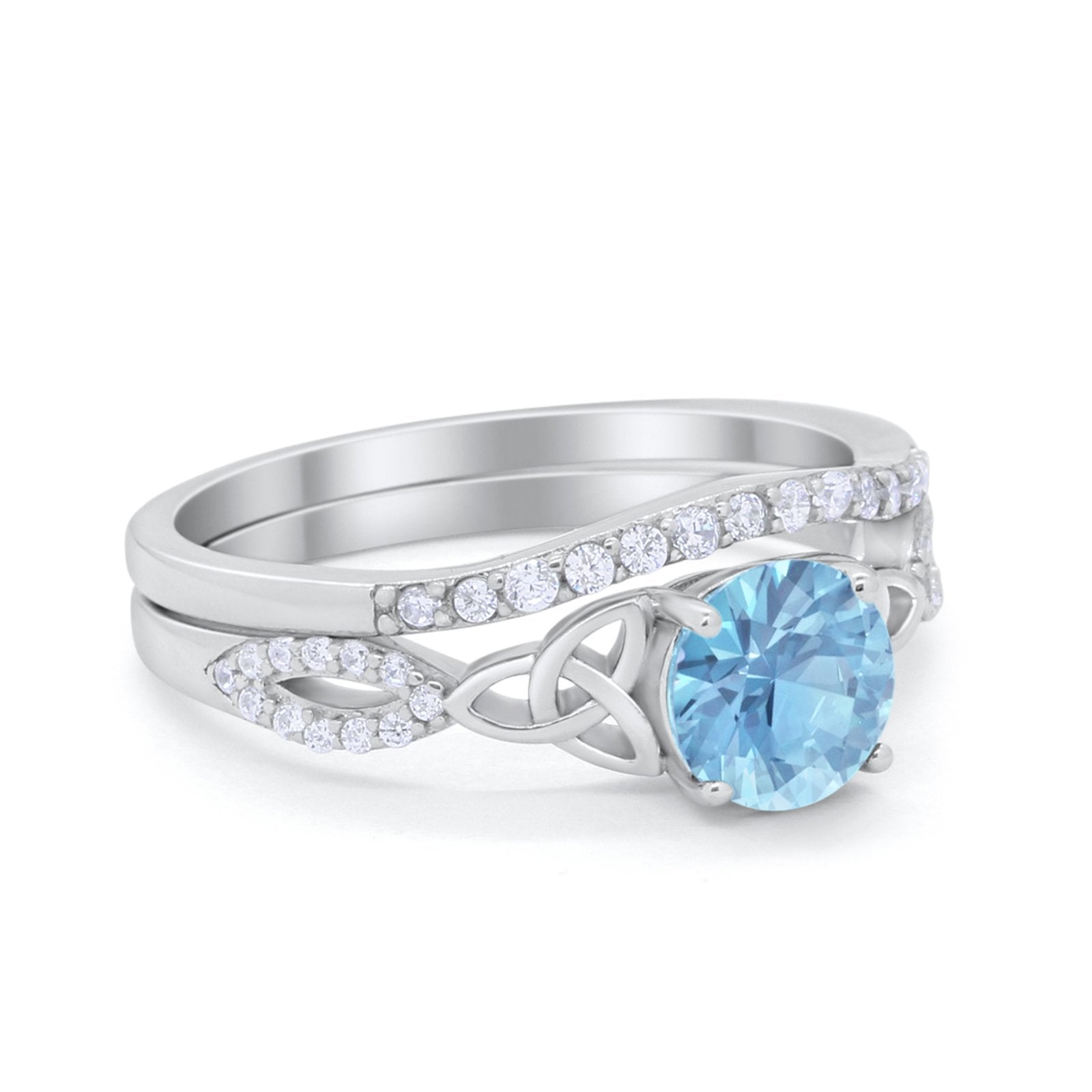 Celtic Wedding Ring Band Simulated Cubic Zirconia 925 Sterling Silver