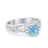 Celtic Wedding Ring Band Simulated Cubic Zirconia 925 Sterling Silver