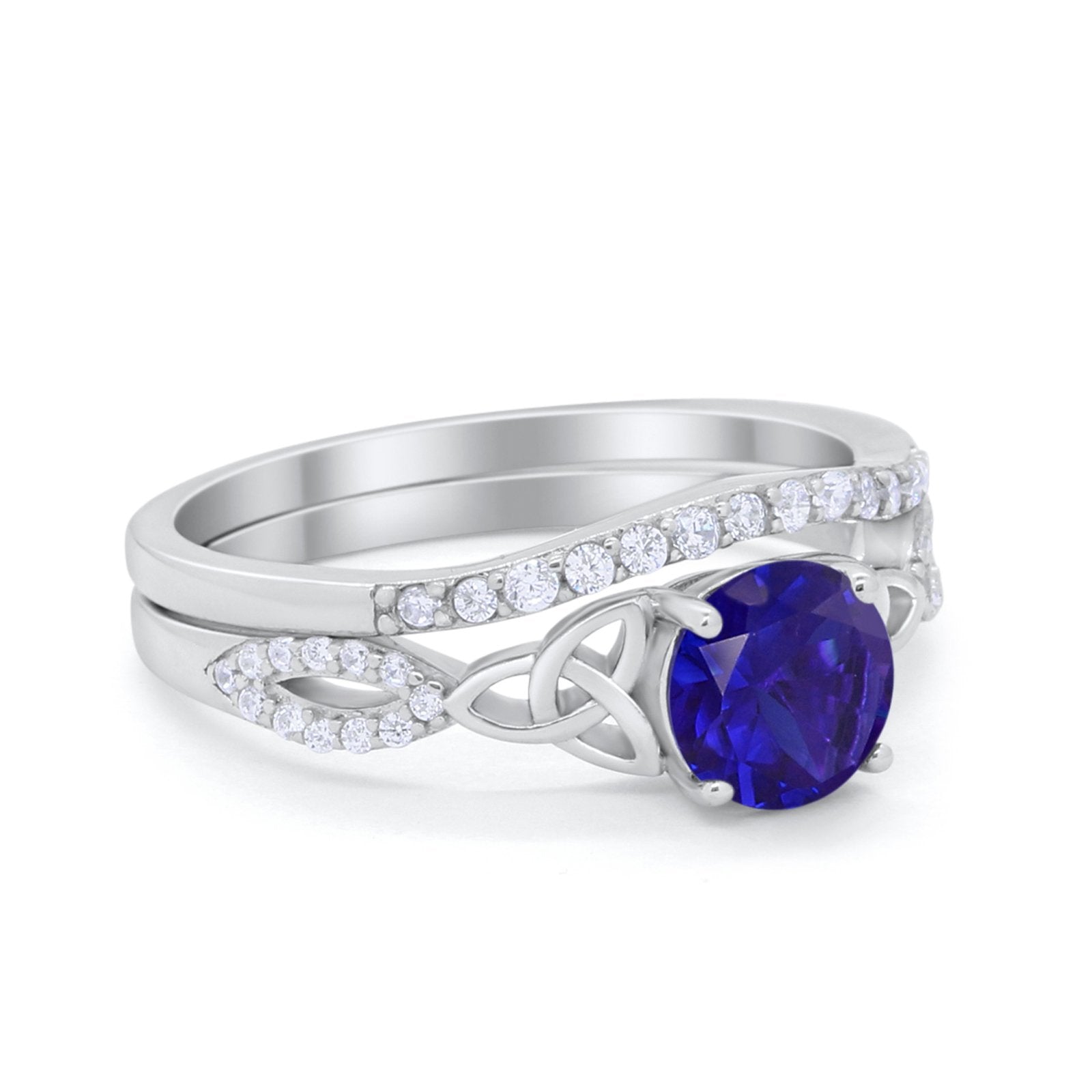 Celtic Wedding Ring Band Simulated Cubic Zirconia 925 Sterling Silver