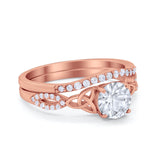 Celtic Wedding Ring Band Simulated Cubic Zirconia 925 Sterling Silver