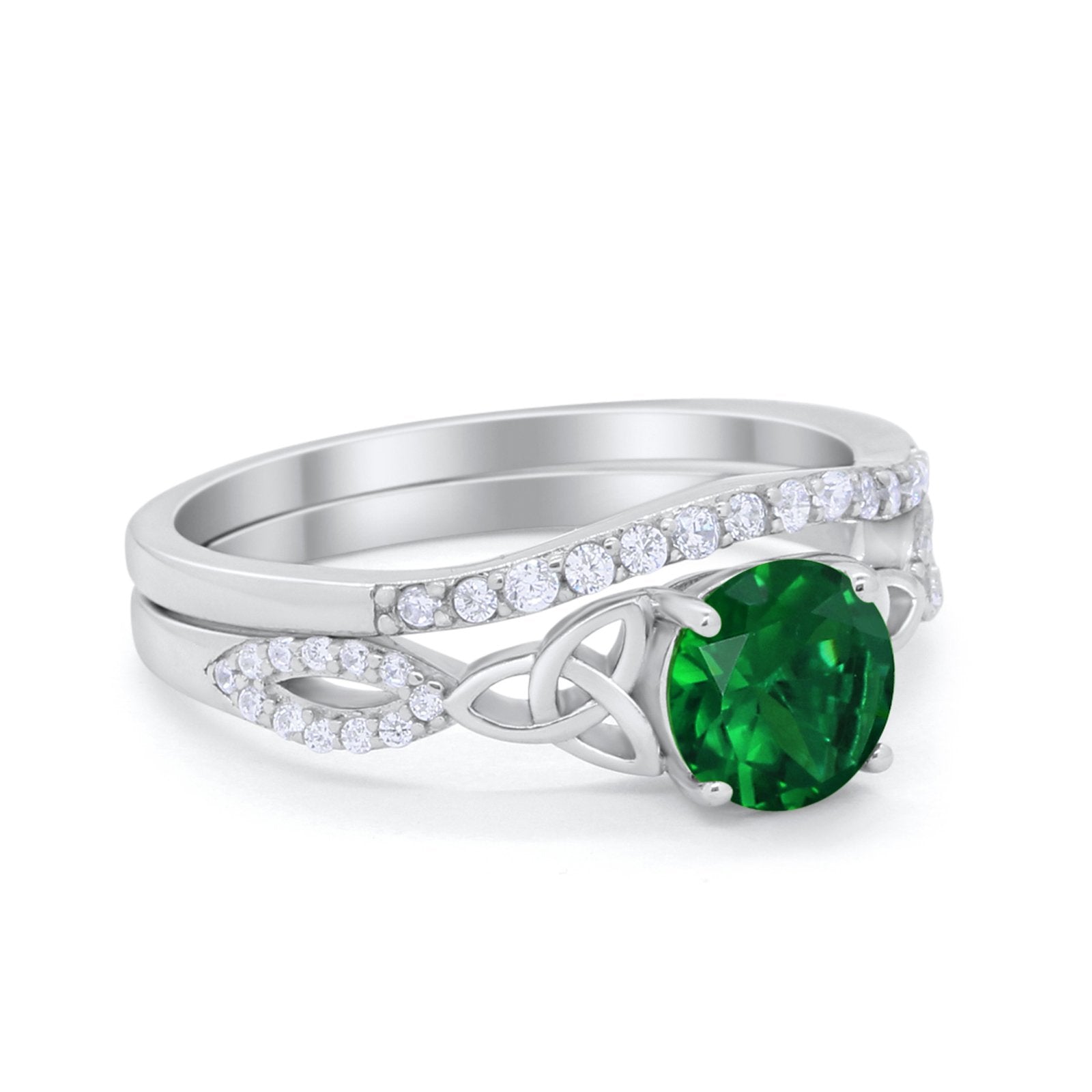 Celtic Wedding Ring Band Simulated Cubic Zirconia 925 Sterling Silver