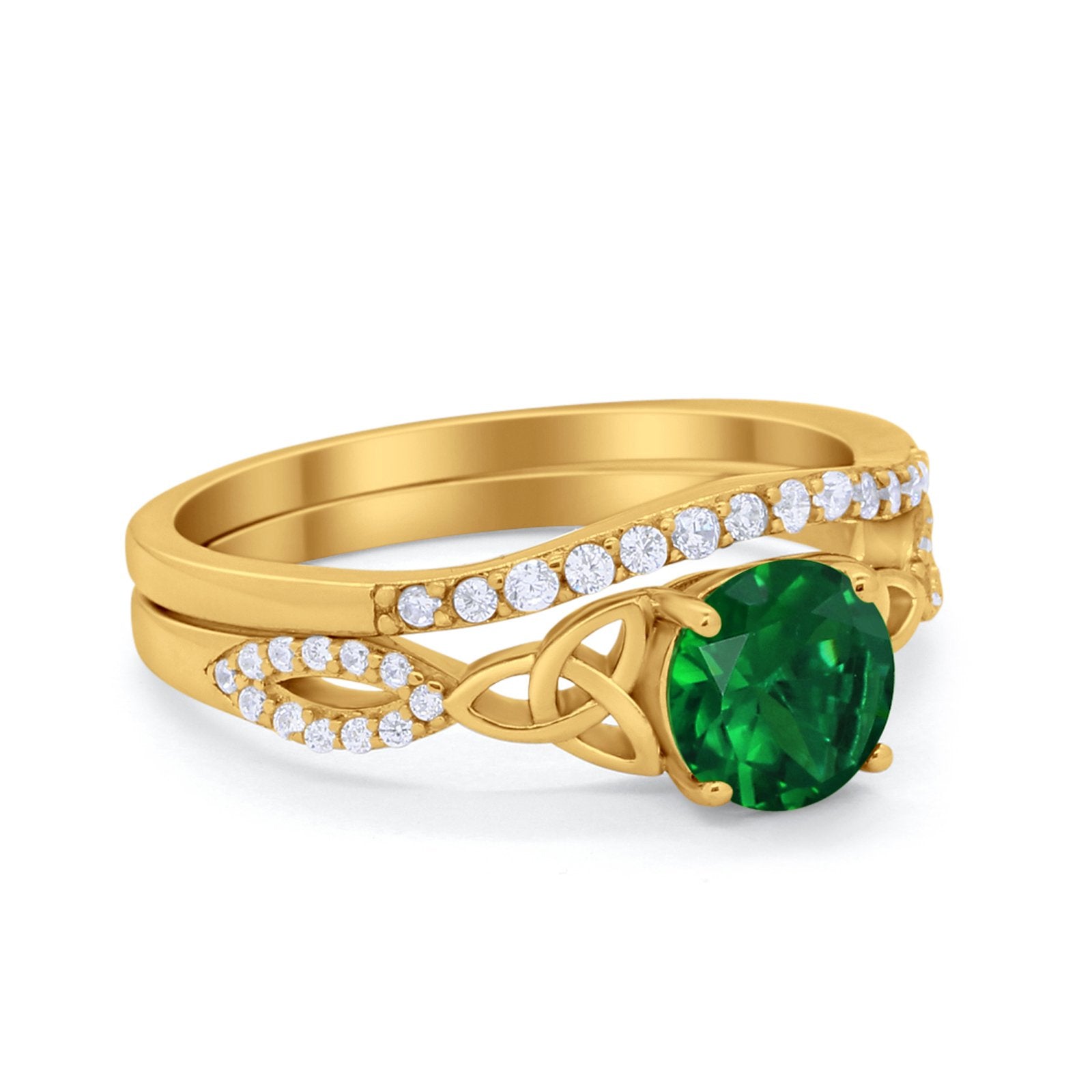 Celtic Wedding Ring Band Simulated Cubic Zirconia 925 Sterling Silver