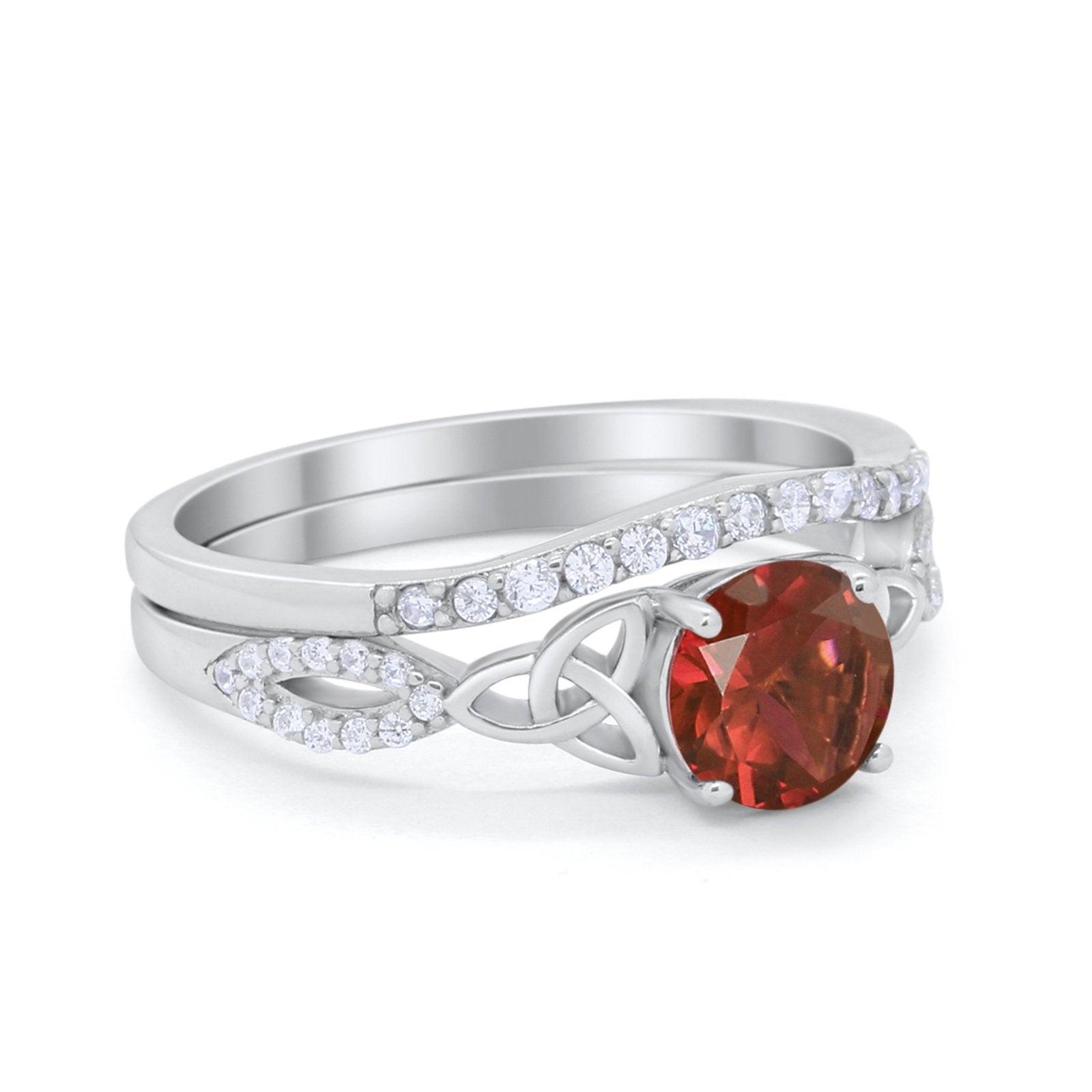 Celtic Wedding Ring Band Simulated Cubic Zirconia 925 Sterling Silver