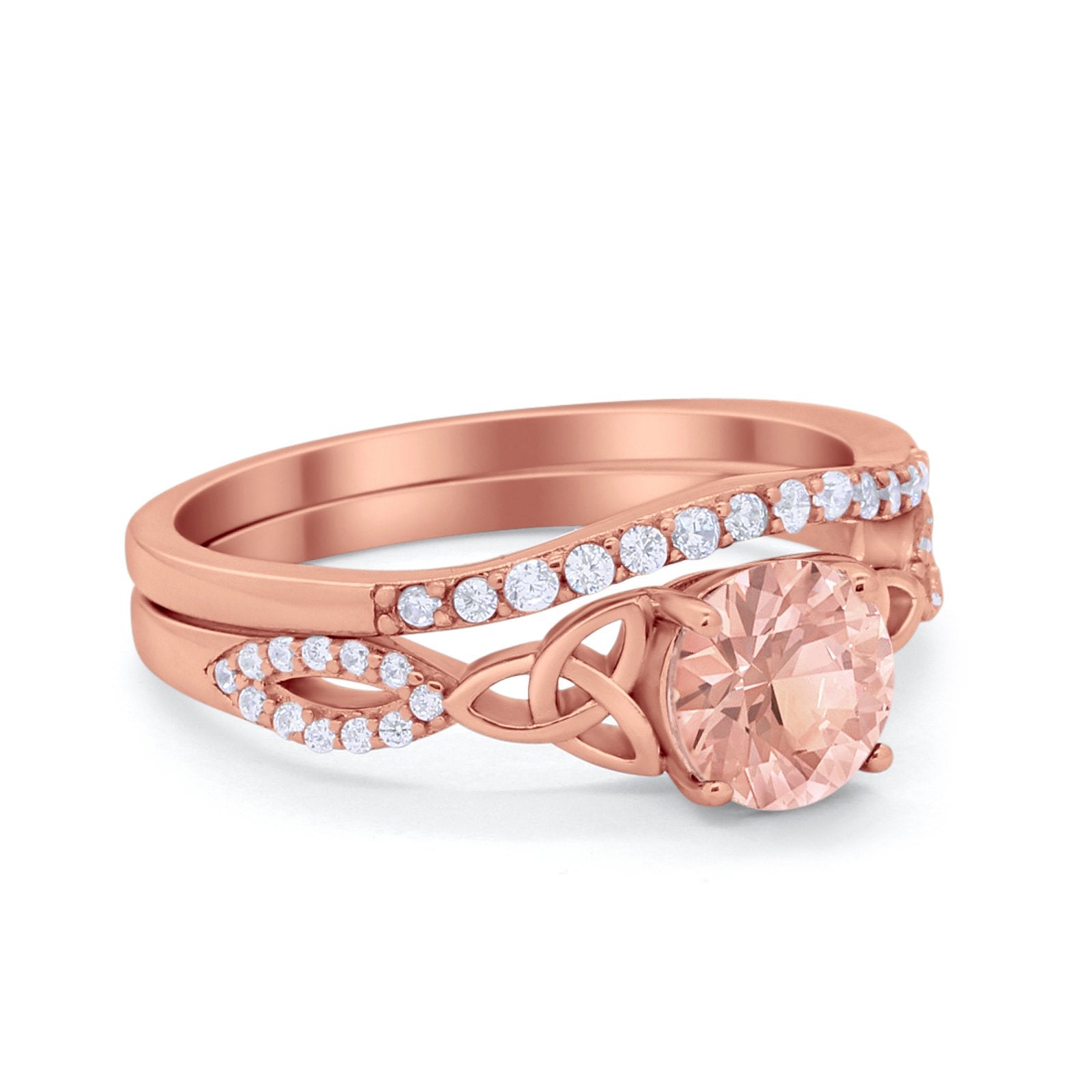 Celtic Wedding Ring Band Simulated Cubic Zirconia 925 Sterling Silver
