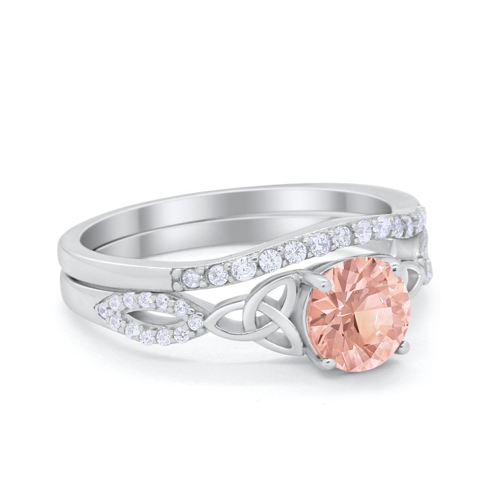 Celtic Wedding Ring Band Simulated Cubic Zirconia 925 Sterling Silver