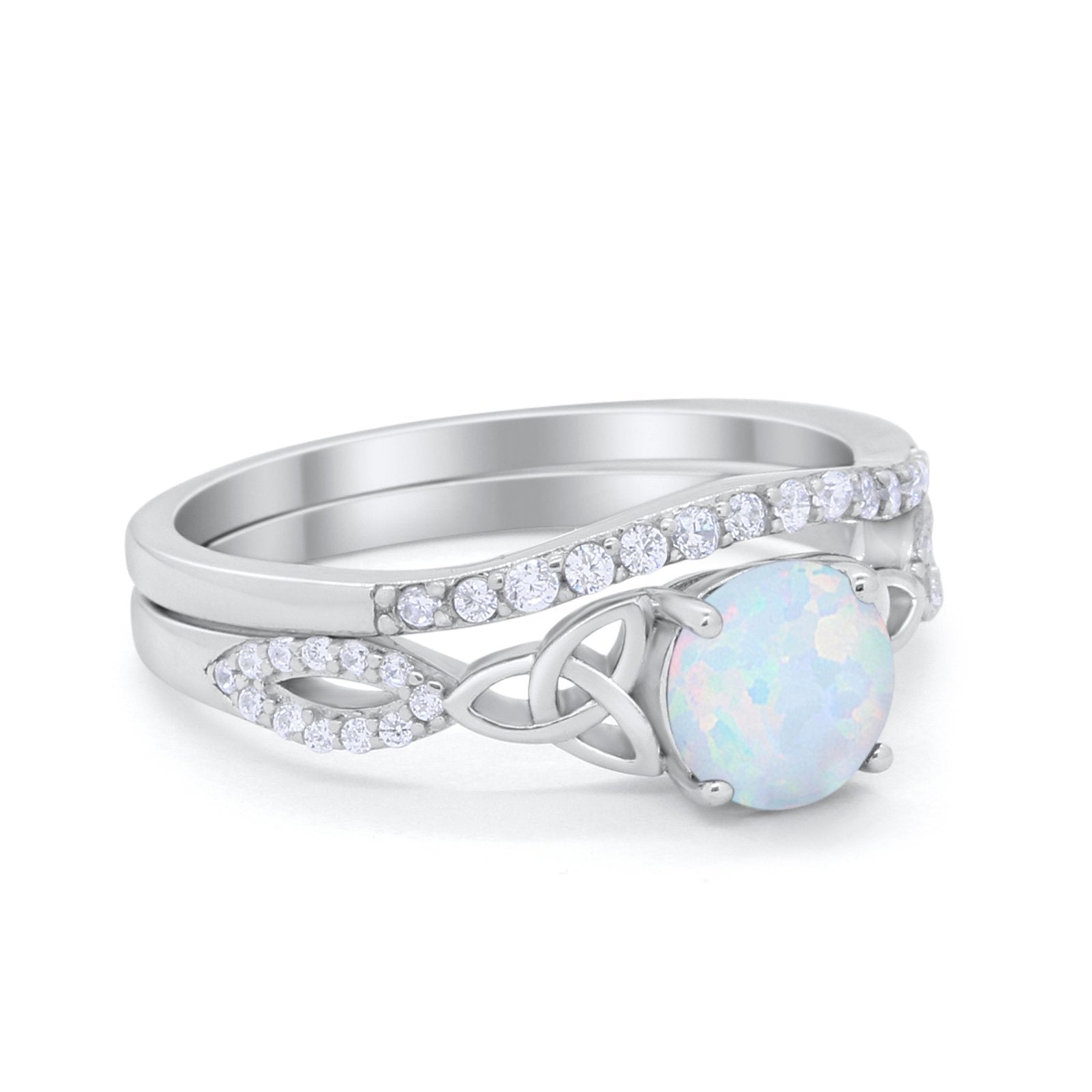 Celtic Wedding Ring Band Simulated Cubic Zirconia 925 Sterling Silver