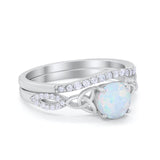 Celtic Wedding Ring Band Simulated Cubic Zirconia 925 Sterling Silver