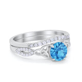 Celtic Wedding Ring Band Simulated Cubic Zirconia 925 Sterling Silver