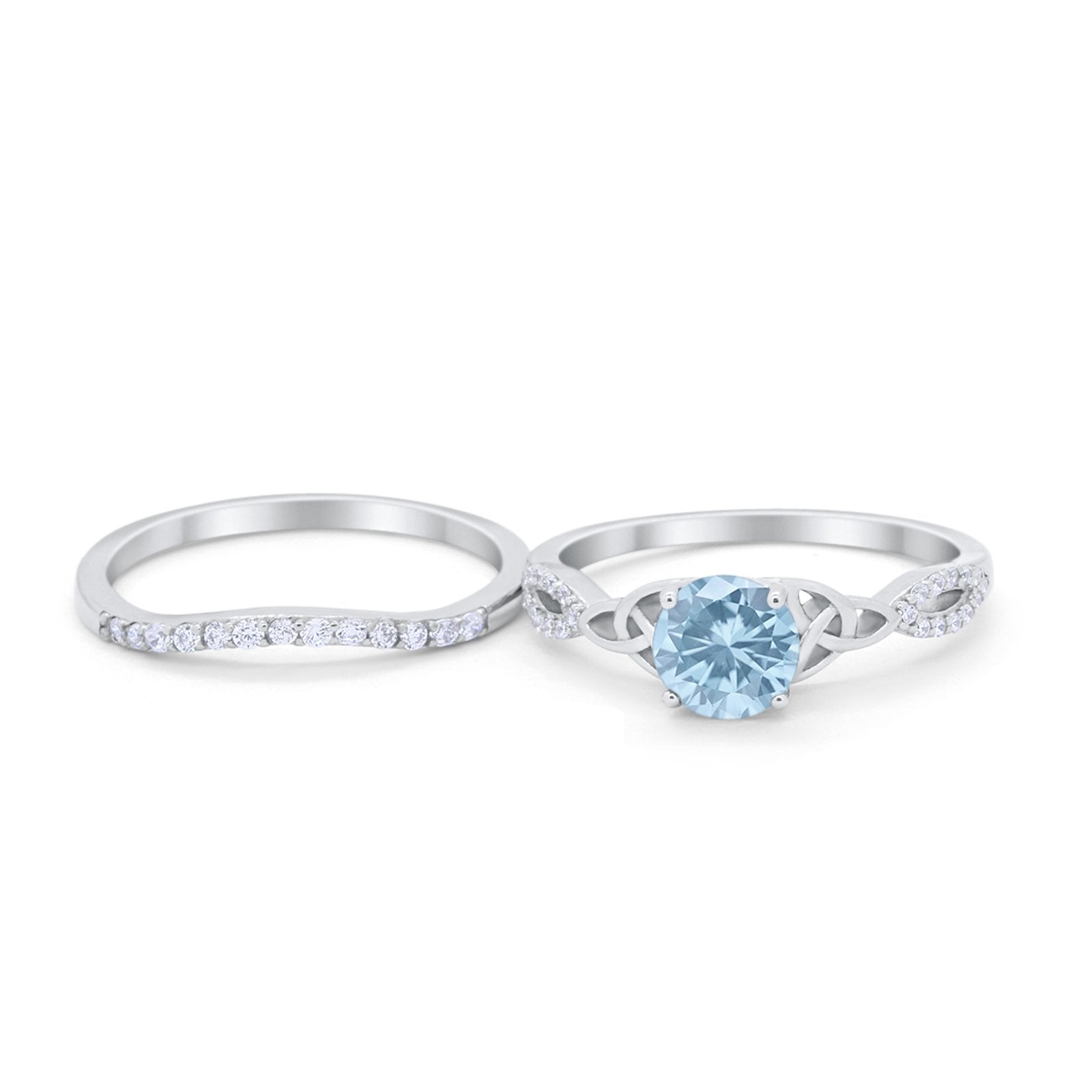 Celtic Wedding Ring Band Simulated Cubic Zirconia 925 Sterling Silver