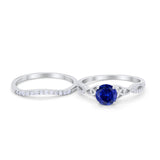 Celtic Wedding Ring Band Simulated Cubic Zirconia 925 Sterling Silver