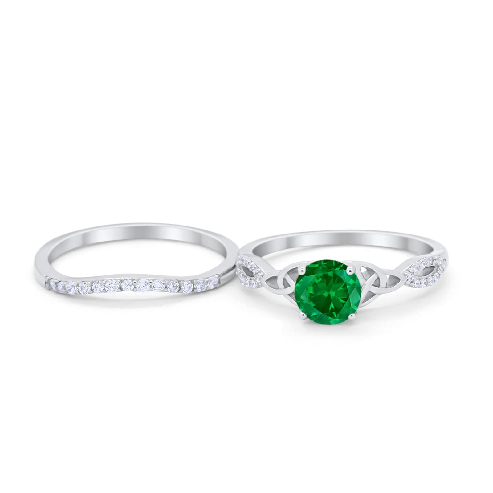 Celtic Wedding Ring Band Simulated Cubic Zirconia 925 Sterling Silver