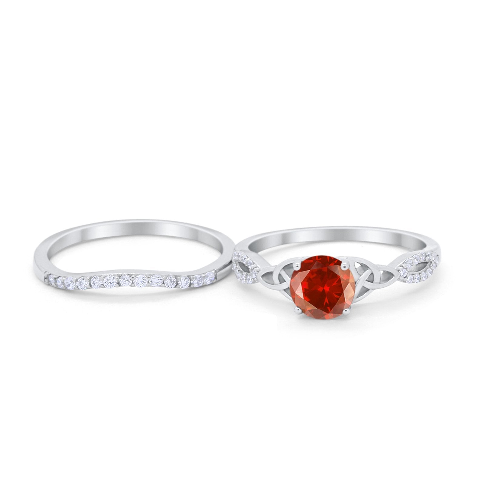 Celtic Wedding Ring Band Simulated Cubic Zirconia 925 Sterling Silver