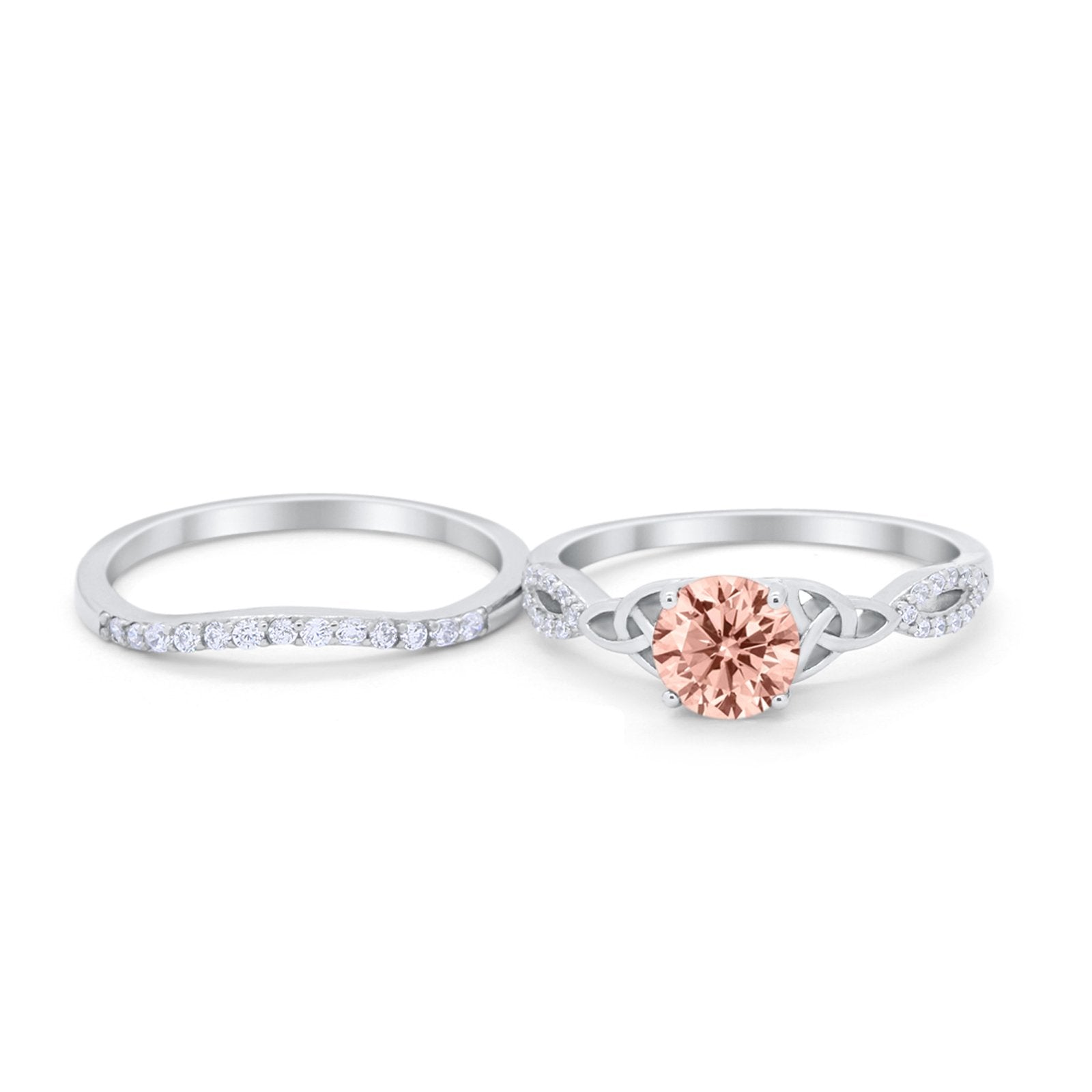 Celtic Wedding Ring Band Simulated Cubic Zirconia 925 Sterling Silver