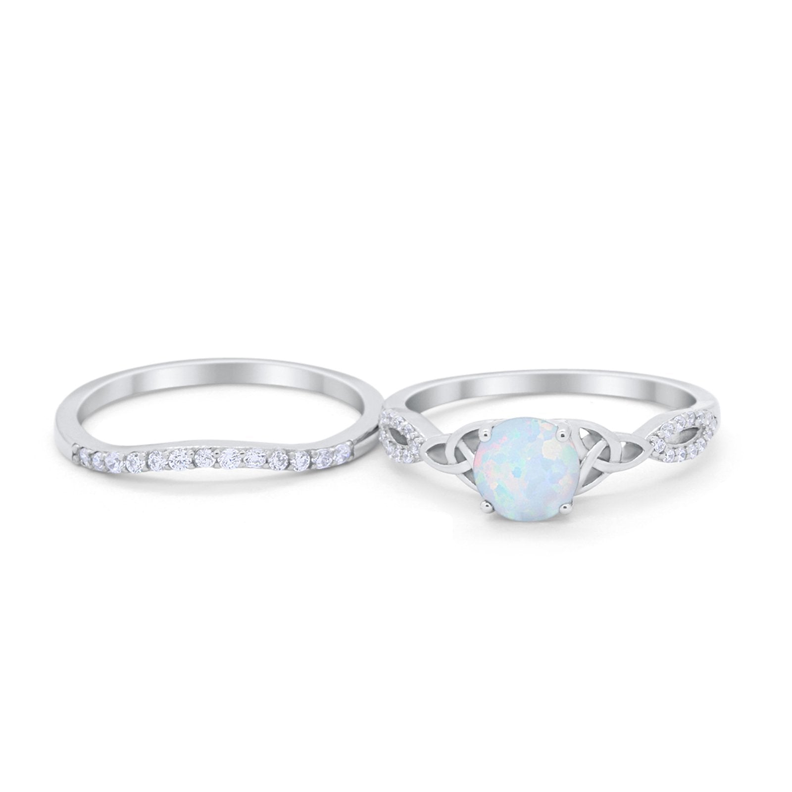 Celtic Wedding Ring Band Simulated Cubic Zirconia 925 Sterling Silver