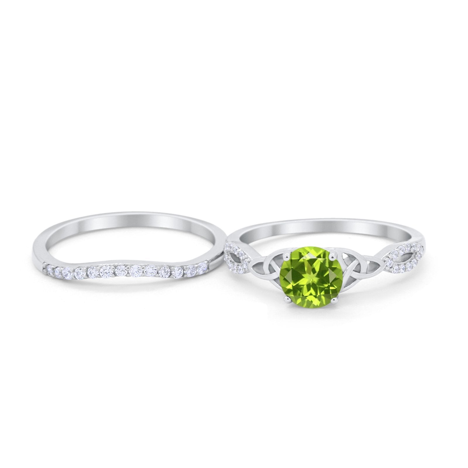 Celtic Wedding Ring Band Simulated Cubic Zirconia 925 Sterling Silver