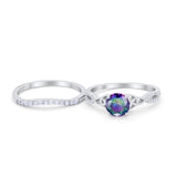 Celtic Wedding Ring Band Simulated Cubic Zirconia 925 Sterling Silver