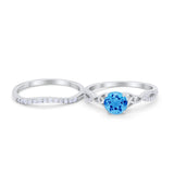 Celtic Wedding Ring Band Simulated Cubic Zirconia 925 Sterling Silver